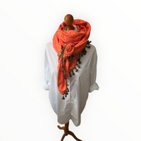 Dreieckstuch Damen Marie, Schal Damen Musselintuch, orange