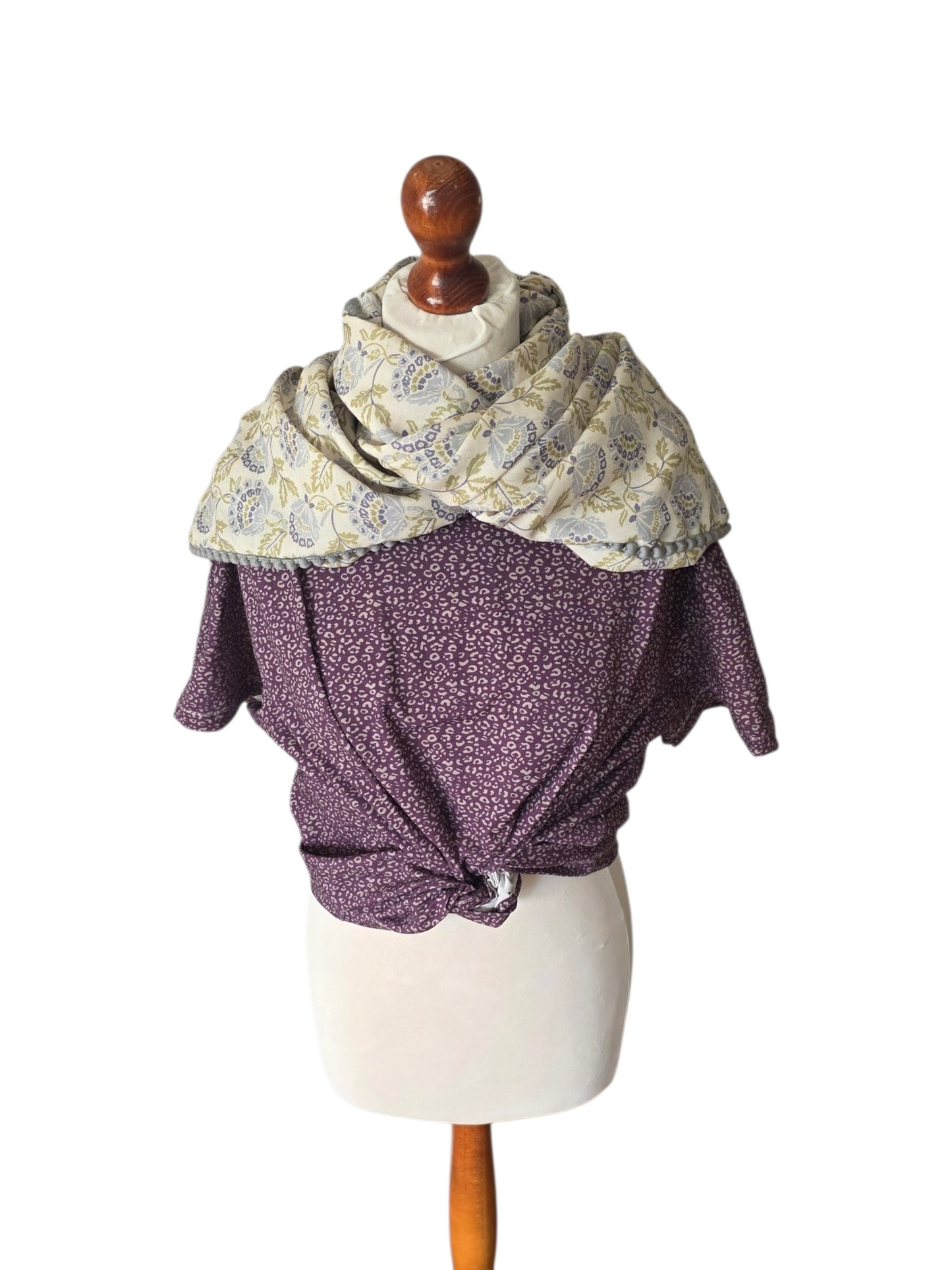 Dreieckstuch Damen Veronique, Schal Damen, ecru, lila, olivegrün