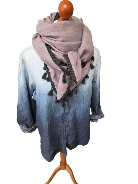 Dreieckstuch Damen Isa, Schal Damen,  Leinenschal, rose' meliert