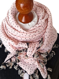 Dreieckstuch Damen Monique, Schal Damen,  Musselinschal,  rosa, schwarz