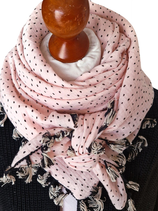 Dreieckstuch Damen Monique, Schal Damen,  Musselinschal,  rosa, schwarz