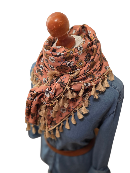 Dreieckstuch Damen Marisa, Schal Damen, blassorange, lila, weiss, braun