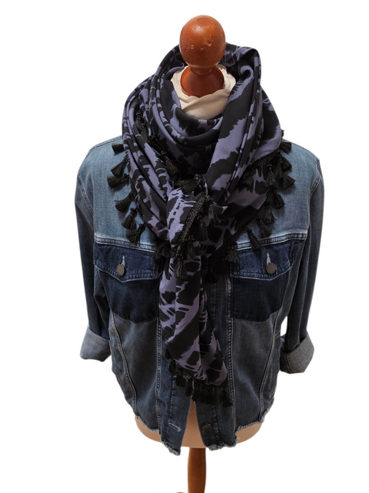 Dreieckstuch Damen Julie, Schal Damen, schwarz, anthrazit