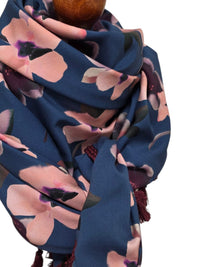 Dreieckstuch Damen Malia, Scnal Damen, blau, rosa, aubergine, petrol, Blumen