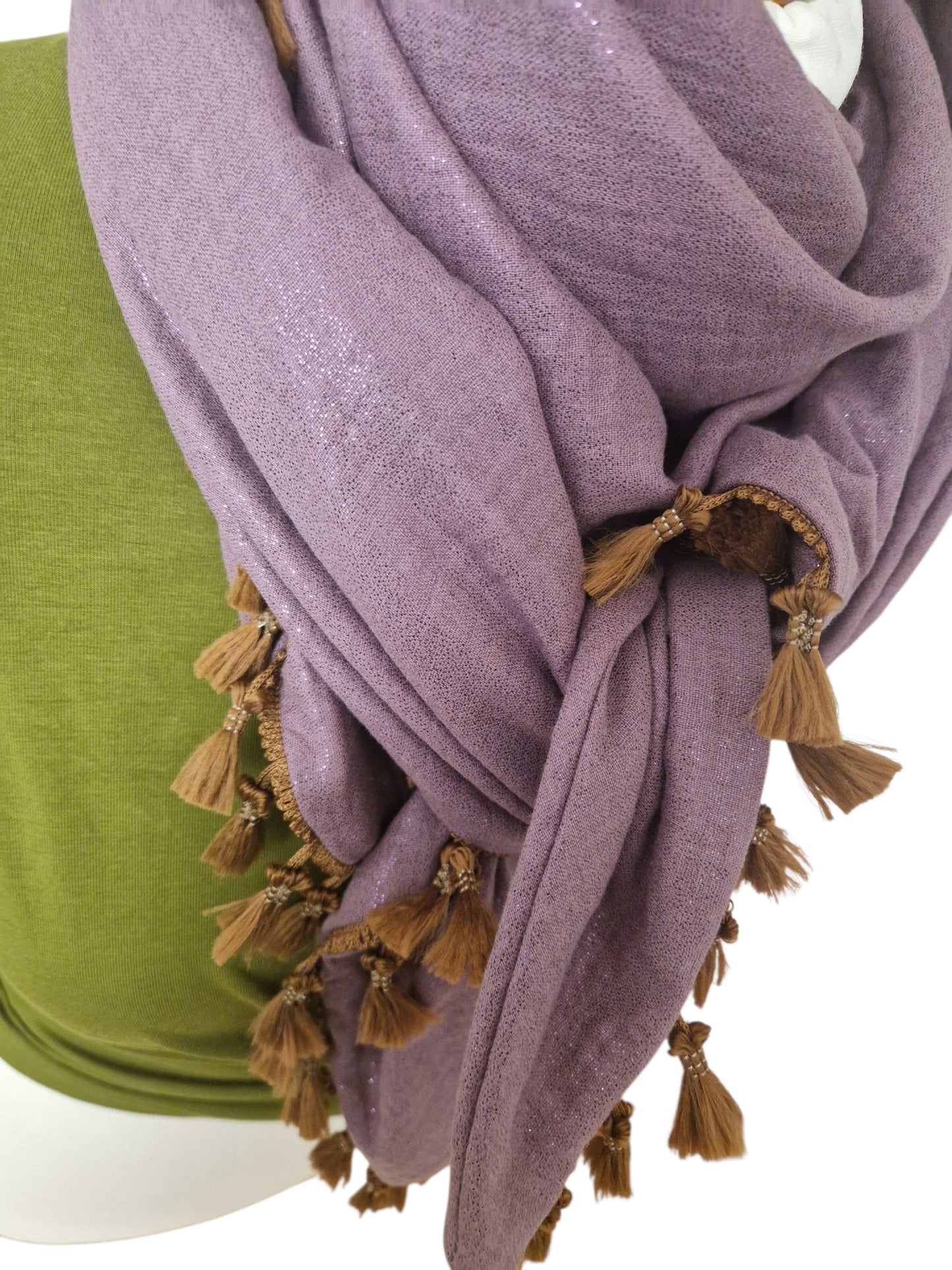 Dreieckstuch Damen Sonia, Schal Dame, Musselinschal,  glitzer, Aubergine