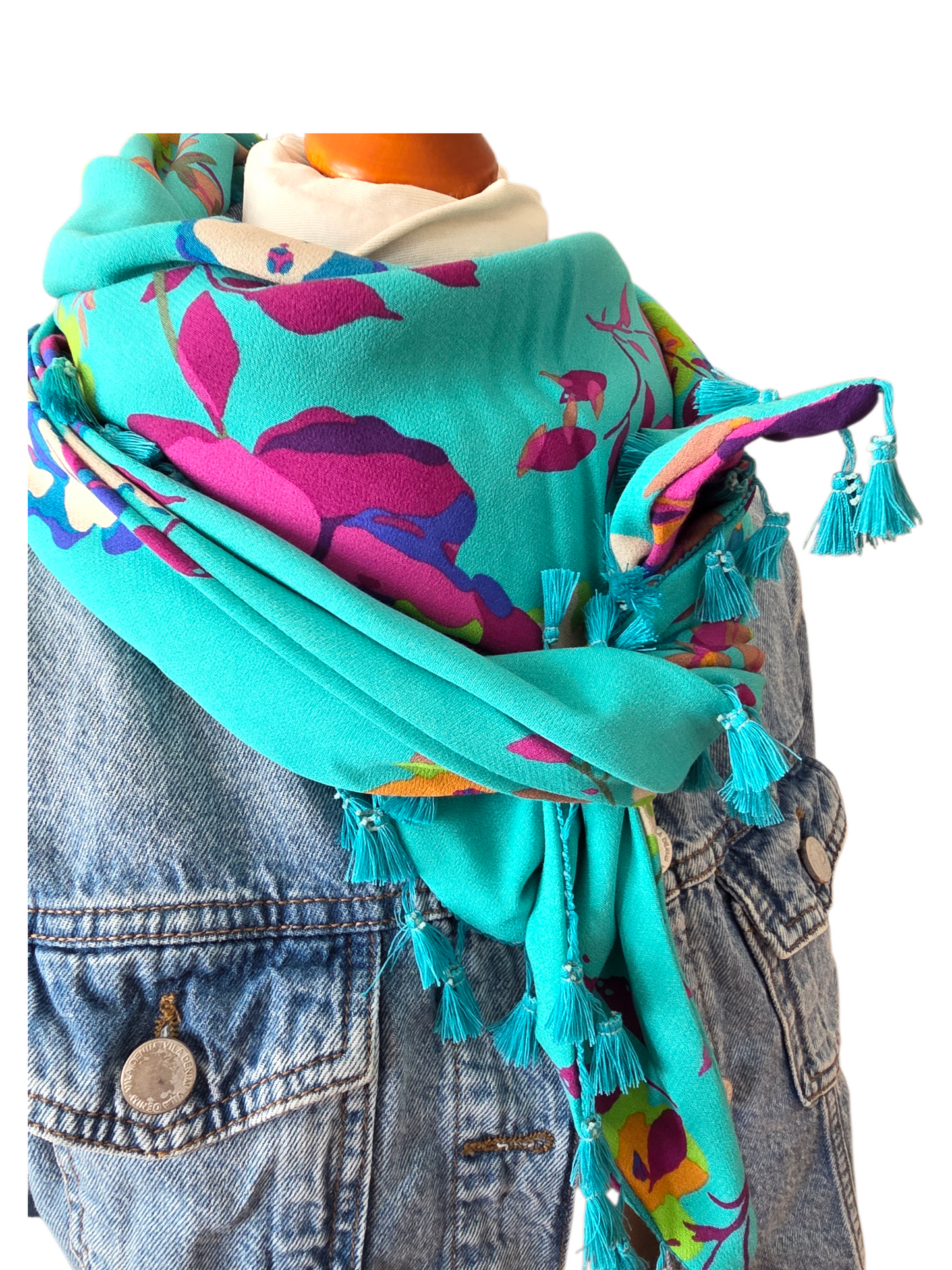 Dreieckstuch Damen Karin, Schal Damen,  türkis, pink, grün