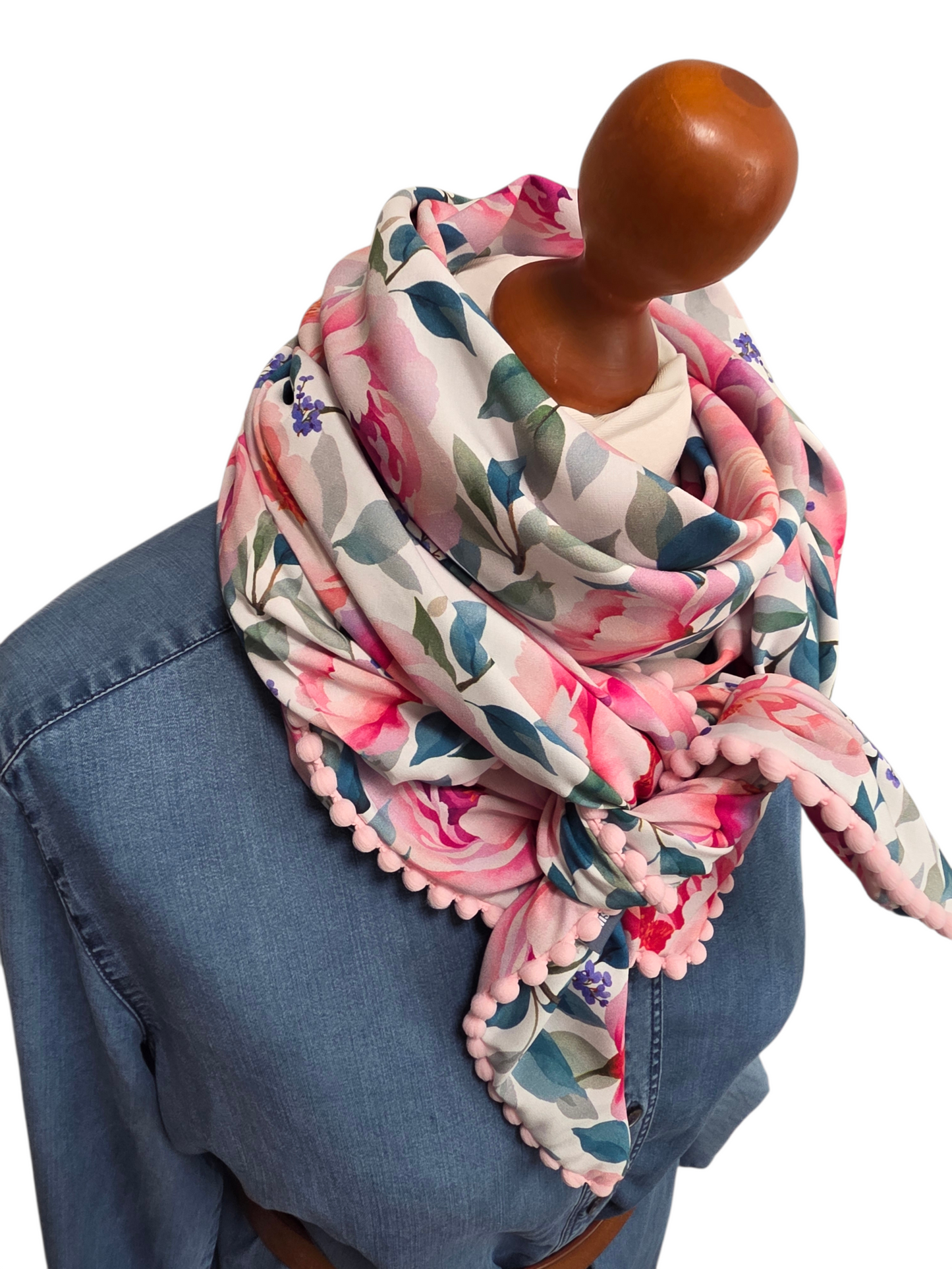 Dreieckstuch Damen Miriana, Schal Damen,  Rosen, pink rosa, grün