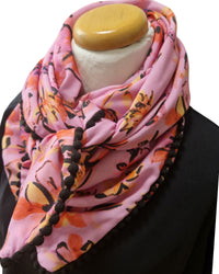 Dreieckstuch Damen Rose, Schal Damen, rosa, schwarz, lila