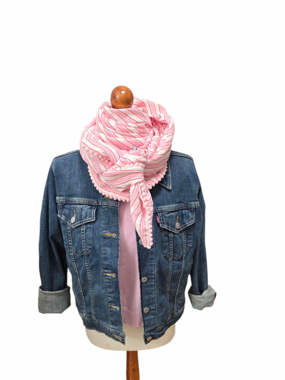 Dreieckstuch Damen Corinna, Schal Damen,  Musselinschal,  rosa, pink, offwhite, Streifen