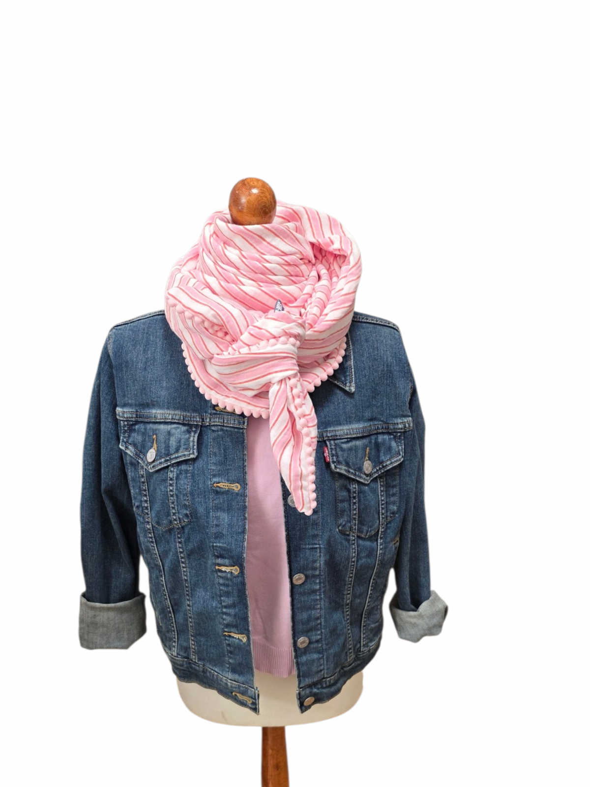 Dreieckstuch Damen Corinna, Schal Damen,  Musselinschal,  rosa, pink, offwhite, Streifen