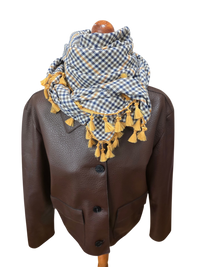 Dreieckstuch Damen Antonia, Schal Damen, kariert, offwhite, senf, olivegrün, marineblau, Flanell