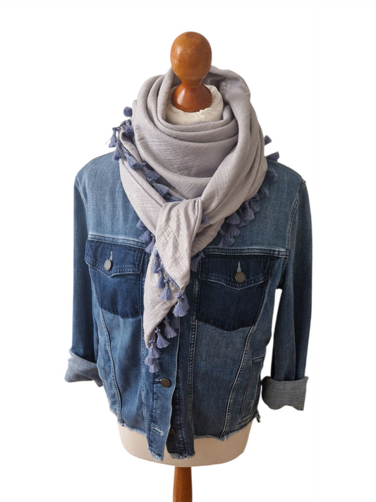 Dreieckstuch Damen Angelique, Schal Damen, glitzer,  silber