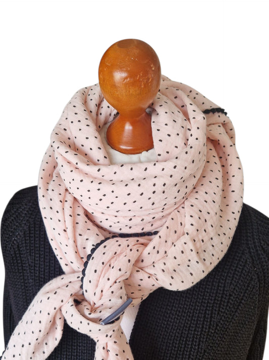 Dreieckstuch Damen Albertine, Schal Damen,  Musselinschal,  rosa, schwarz