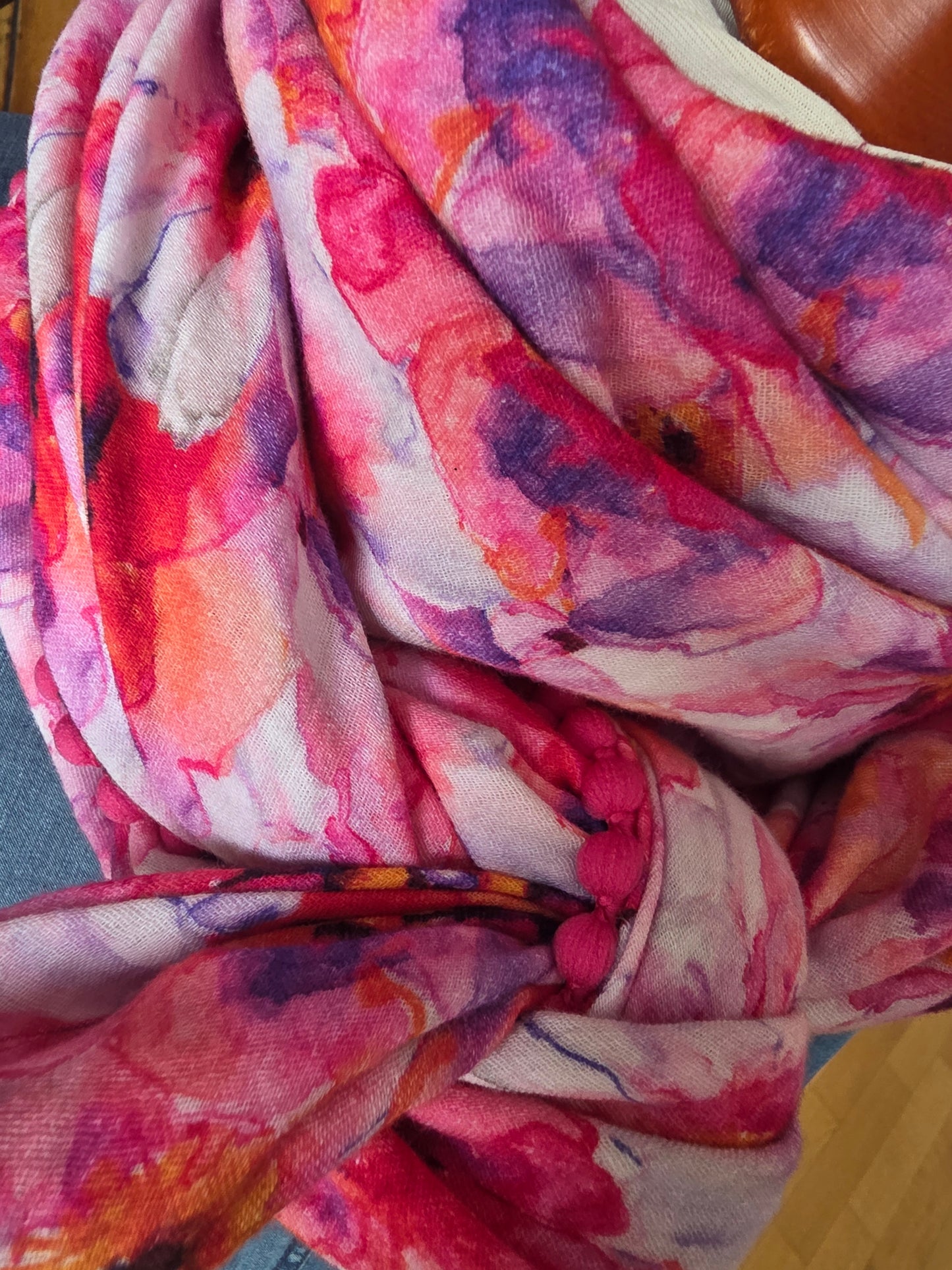 Dreieckstuch Damen Luna, Schal Damen,  Musselintuch,  rosa, pink, Blumen