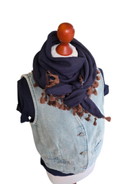 Dreieckstuch Damen Stefania, Schal Damen, Leinenschal, marineblau