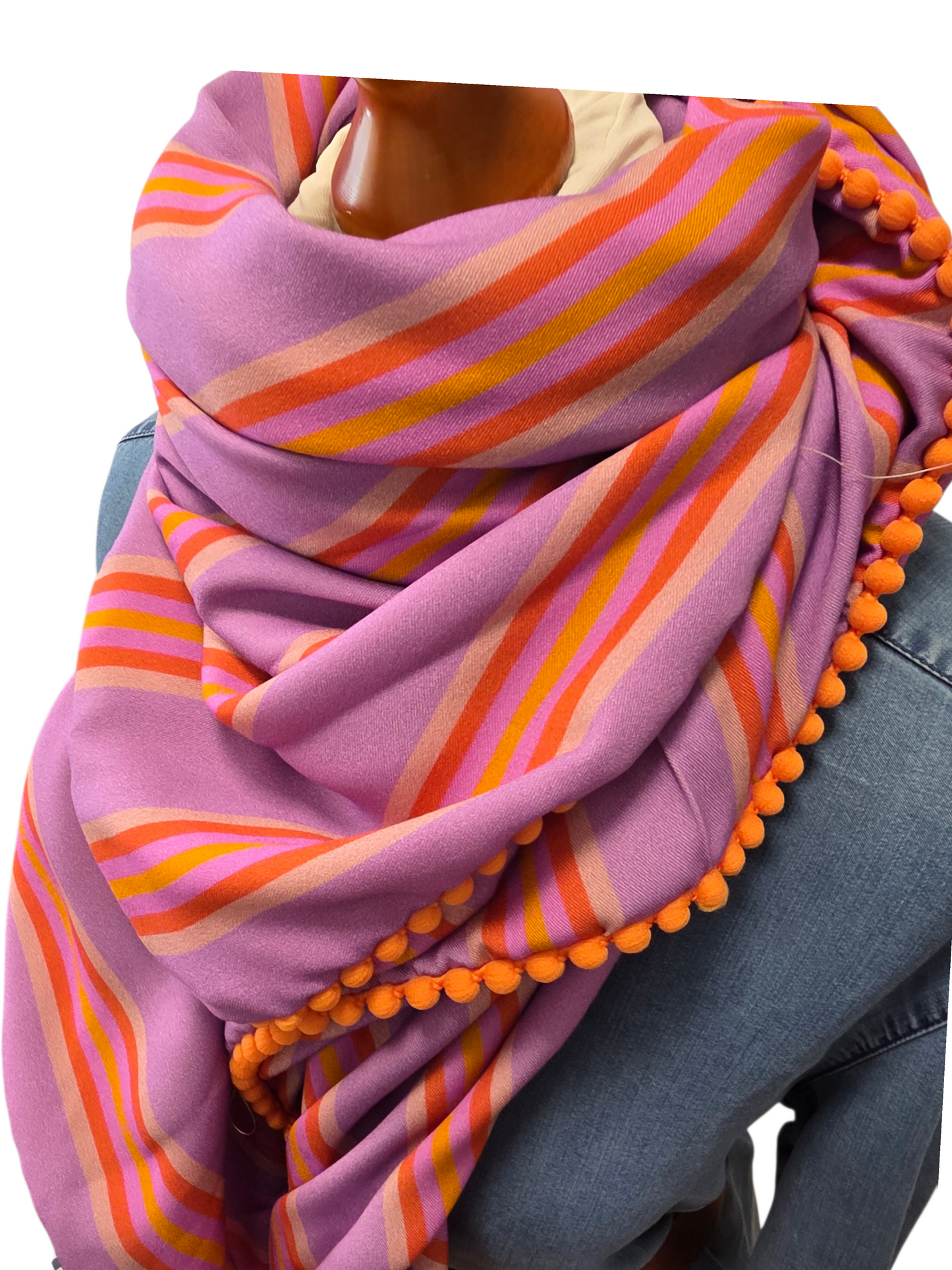 Dreieckstuch Damen Desy, Schal Damen,  Lila, Orange, Sand, Streifen