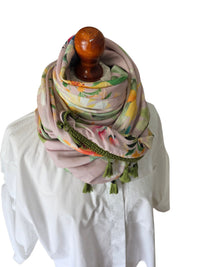Dreieckstuch Damen Annina, Schal Damen, rosa, grün, türkis, vanille, Blumen
