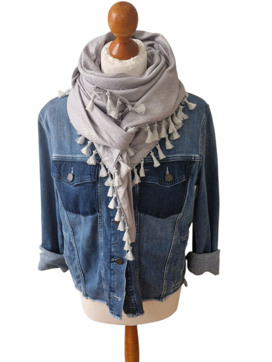 Dreieckstuch Damen Mila, Schal Damen,  Musselinschal,  glitzer,  silber