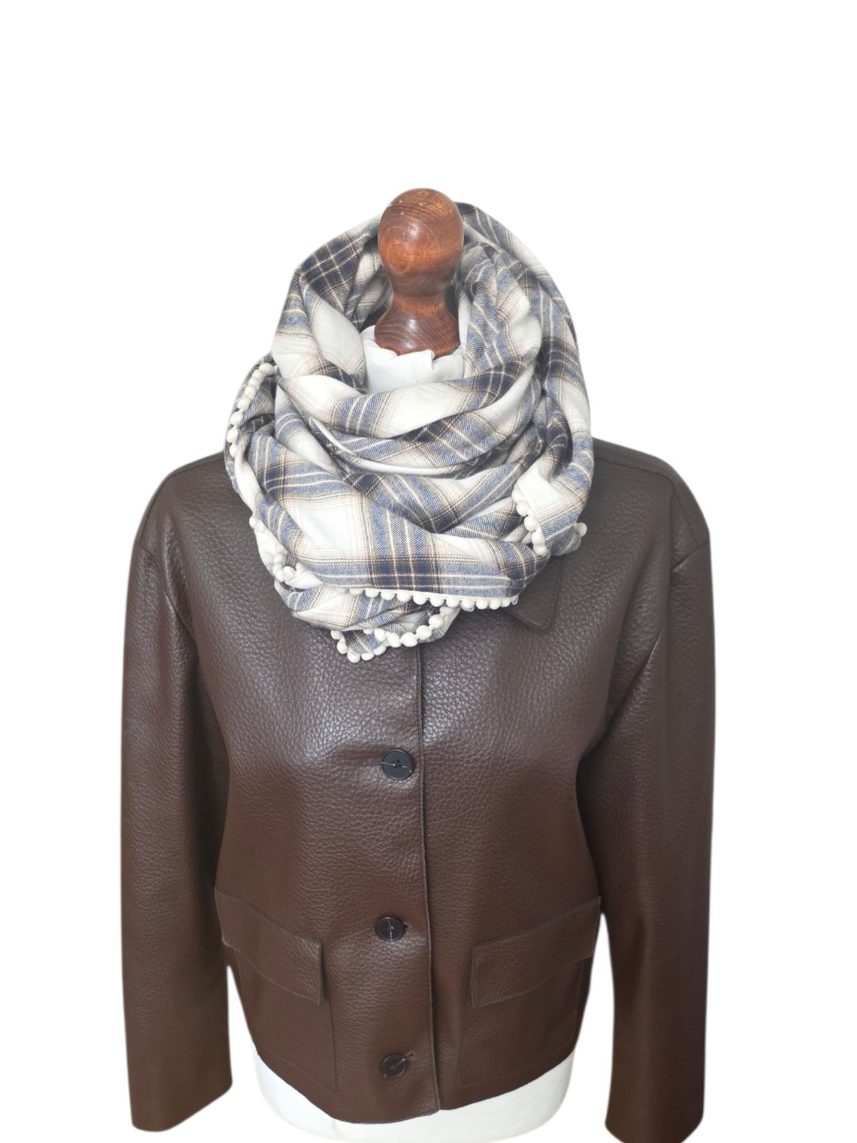 Dreieckstuch Damen Enya, Schal Damen,  kariert,  ecrú, braun marine
