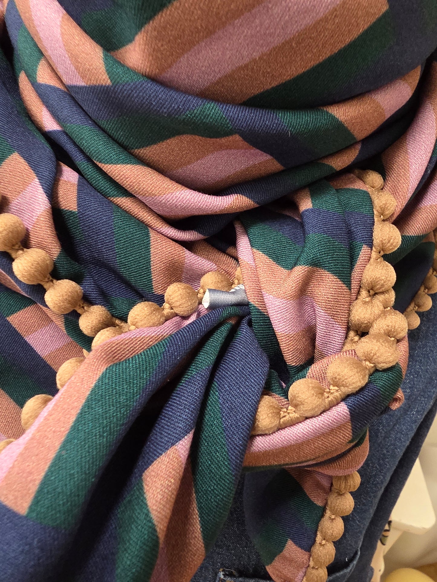 Dreieckstuch Damen Bianca, Schal Damen, petrol, marine, rosa, hellbraun