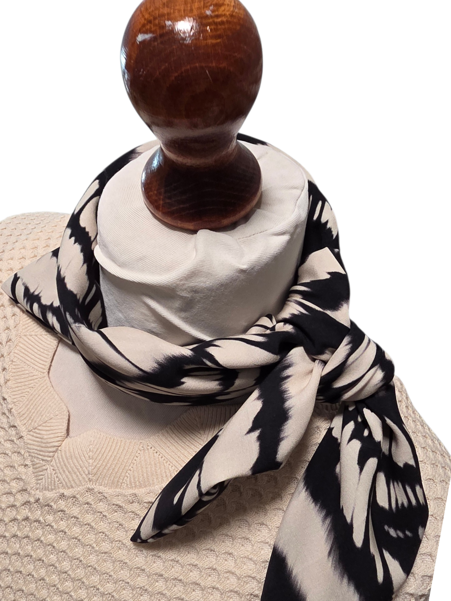 Dreieckstuch-Kleintuch Damen Maja, Schal Damen, offwhite-schwarz