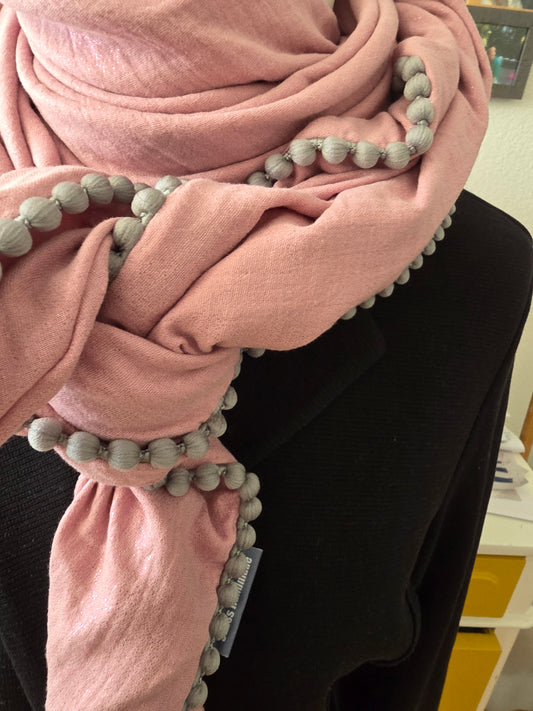 Dreieckstuch Damen Christine, Schal Damen, Musselintuch, rosa, glitzer