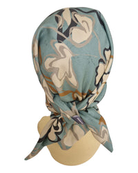 Dreieckstuch klein, Bandana, Blumen, mint, Anthrazit,  offwhite, karamell