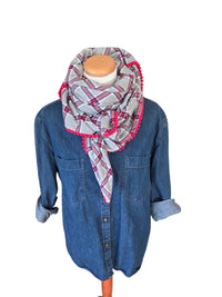 Dreieckstuch Damen Olivia,  Schal Damen, Karomuster,  grau, marine, rot, Flanell