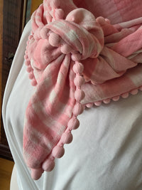 Dreieckstuch Damen Bianca, Schal Damen,  Musselinschal, kariert, weiss/rosa