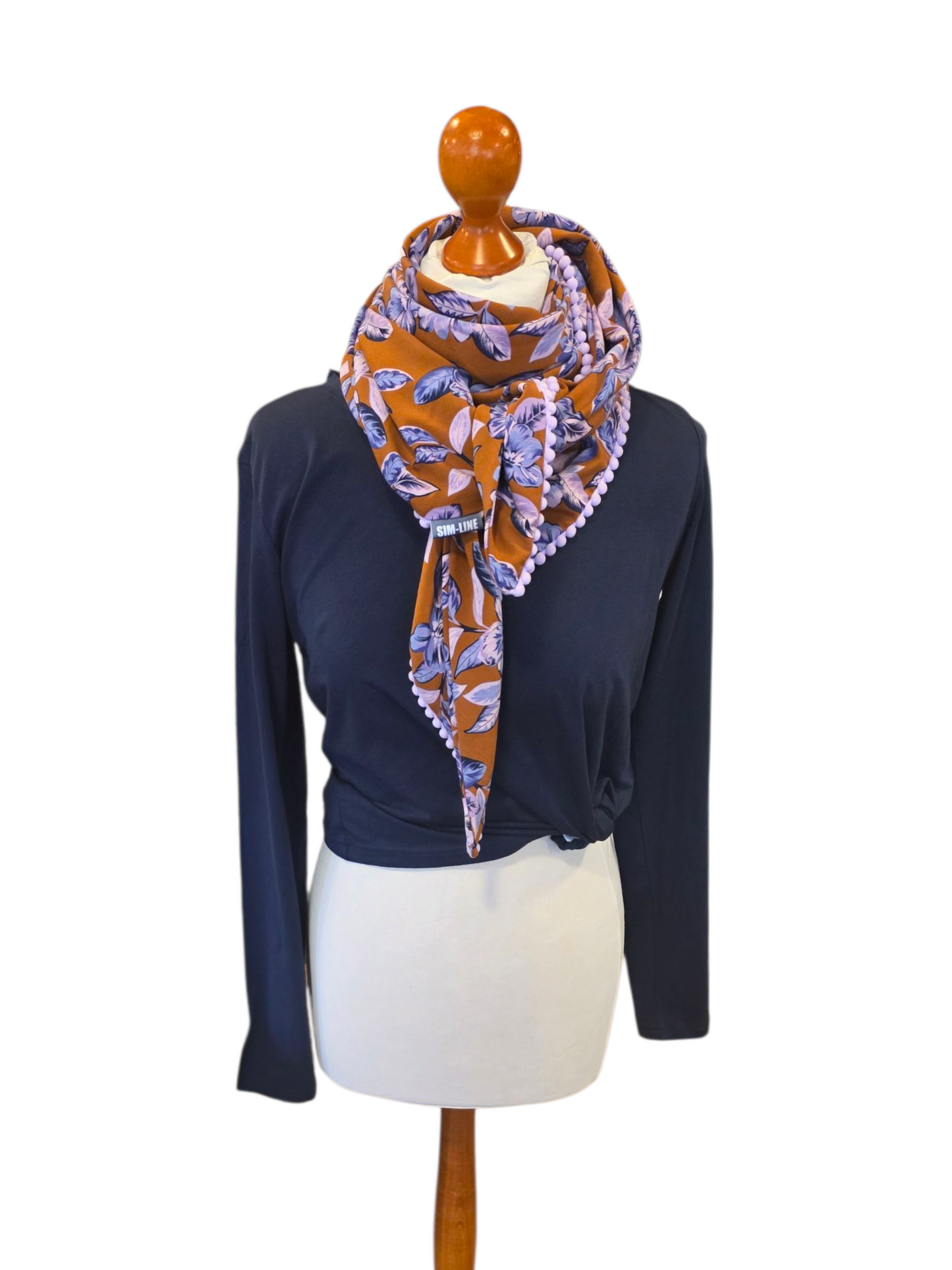 Dreieckstuch Damen Edda, Schal Damen, caramell, lila, Blumen