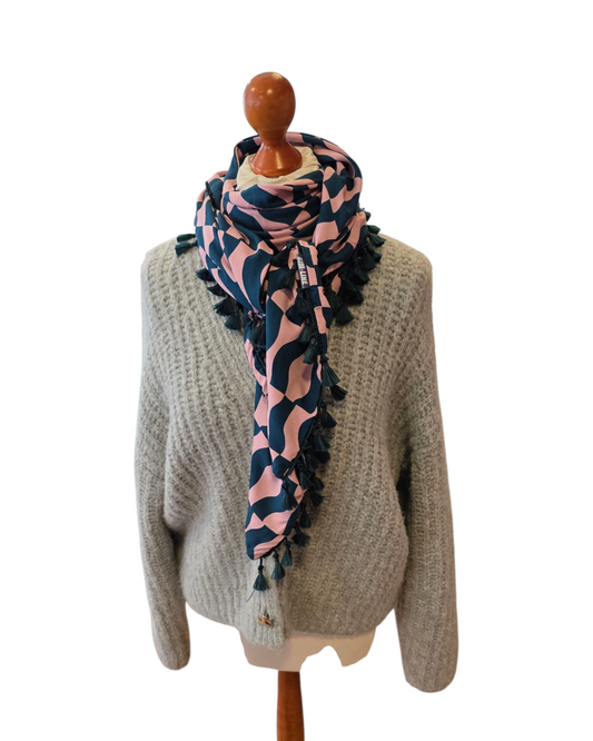 Dreieckstuch Damen Lyanne, Schal Damen, rosa-petrol