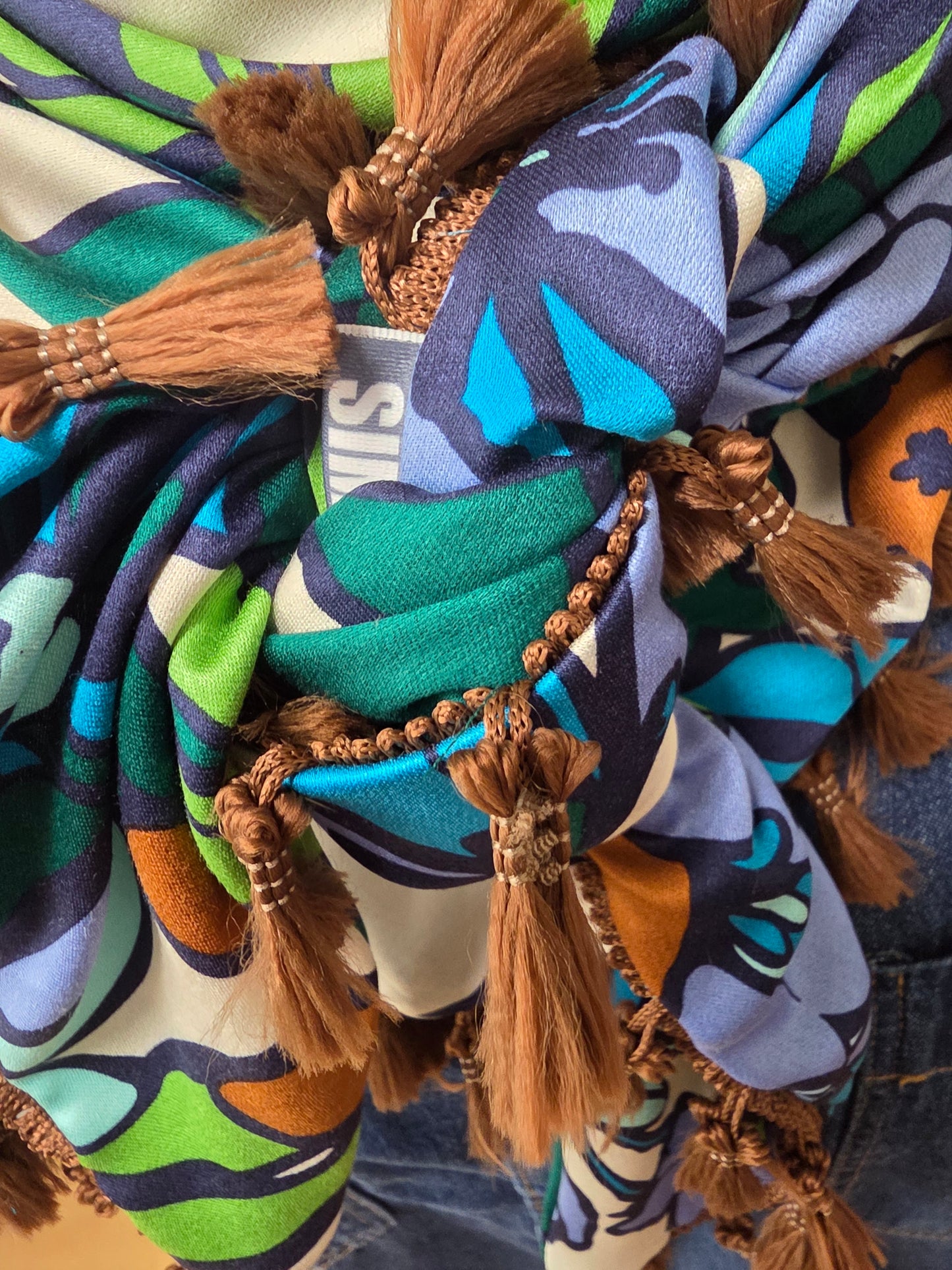 Dreieckstuch Damen Daniella, Schal Damen,  Blumen, grün , braun, blau, lila