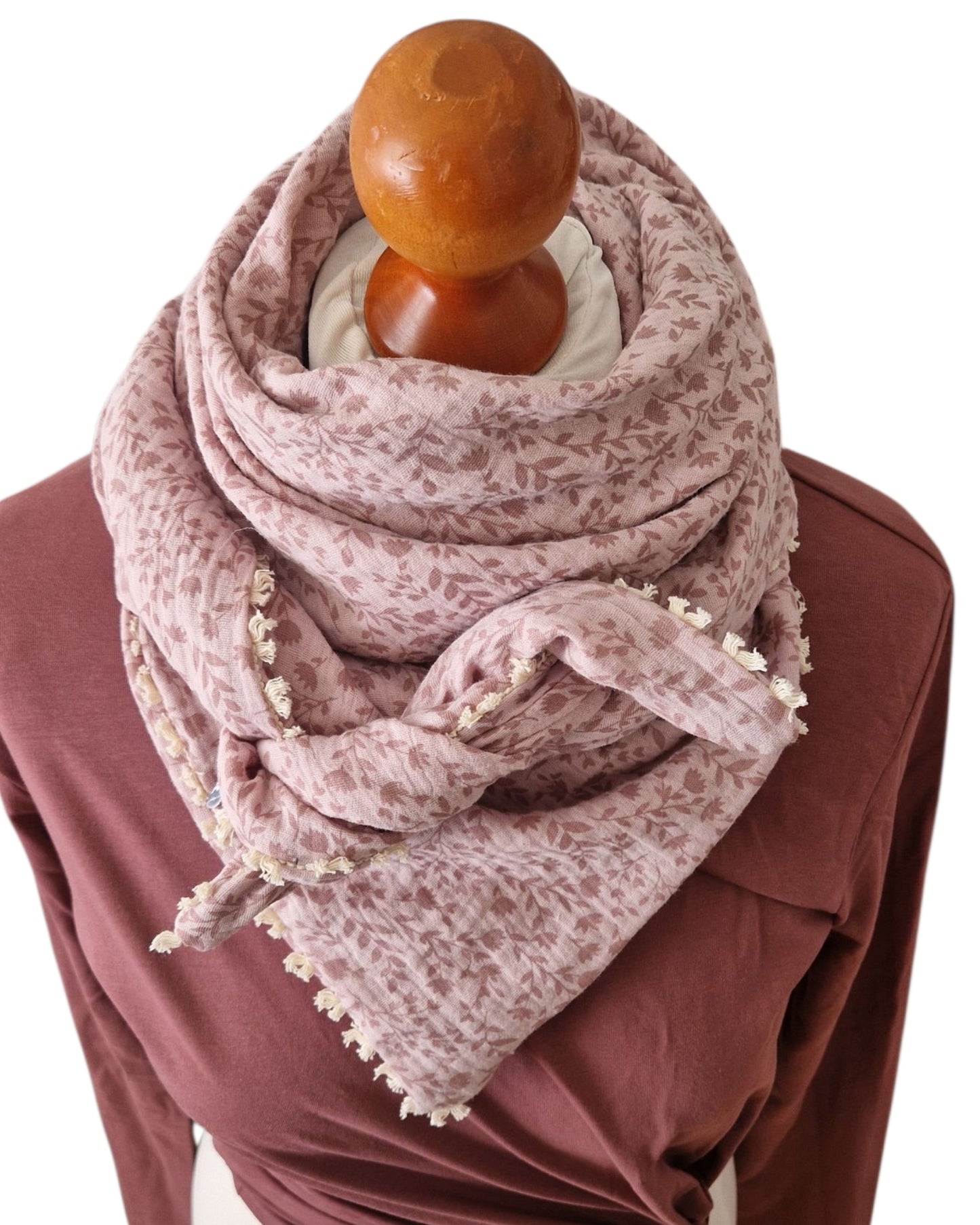 Dreieckstuch Damen Grace, Schal Damen,  Musselinschal,  rosa