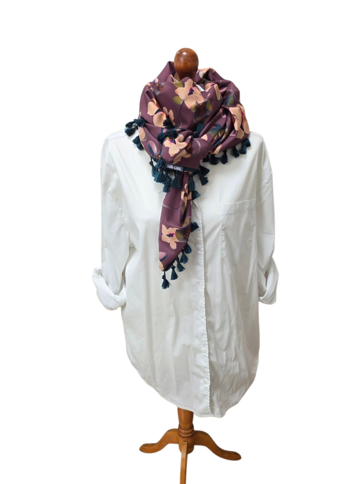 Dreieckstuch Damen Kim, Schal Damen, Blumen, altrosa-marsala, nude, petrol, olivegrün