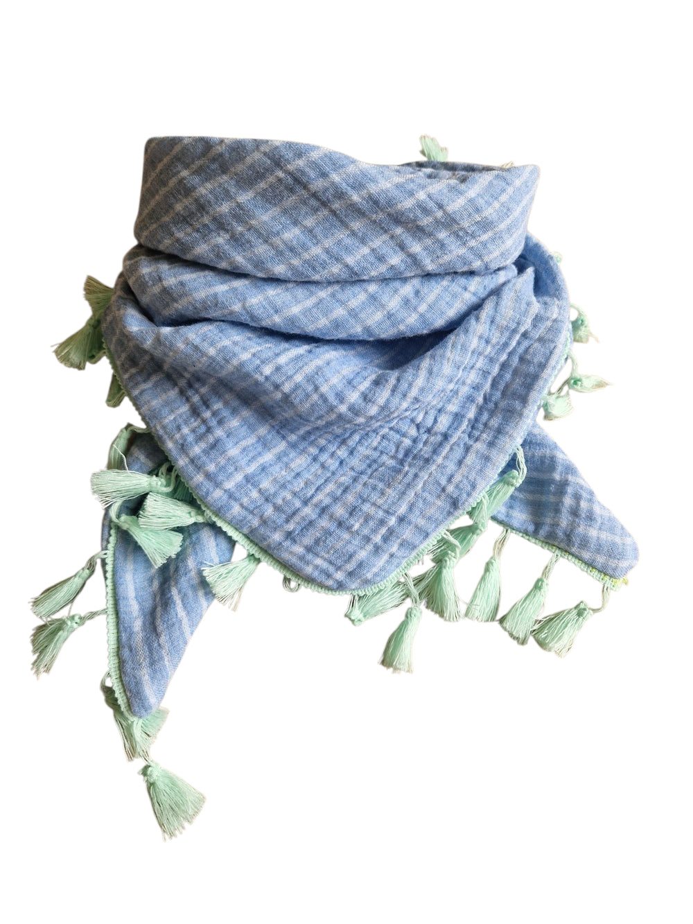 Dreieckstuch Kids, Musselinschal,  hellblau-weiss,