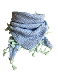 Dreieckstuch Kids, Musselinschal,  hellblau-weiss,