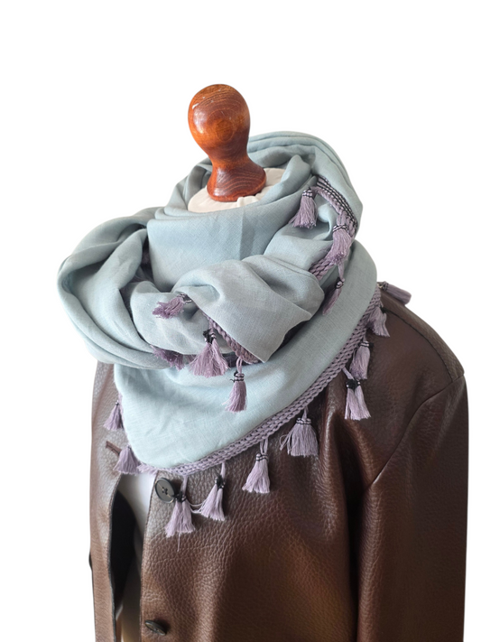 Dreieckstuch Damen Cinzia, Schal Damen, Leinenschal, Mint