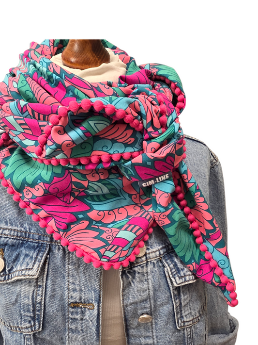 Dreieckstuch Damen Simone, Schal Damen,  pink, grün, rosa