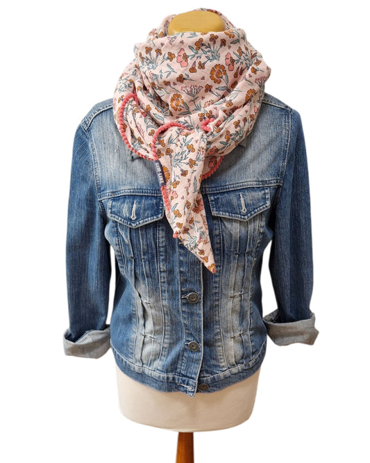 Dreieckstuch Damen Colette,  Schal Damen,  Musselinschal,  peach, mint, karamell