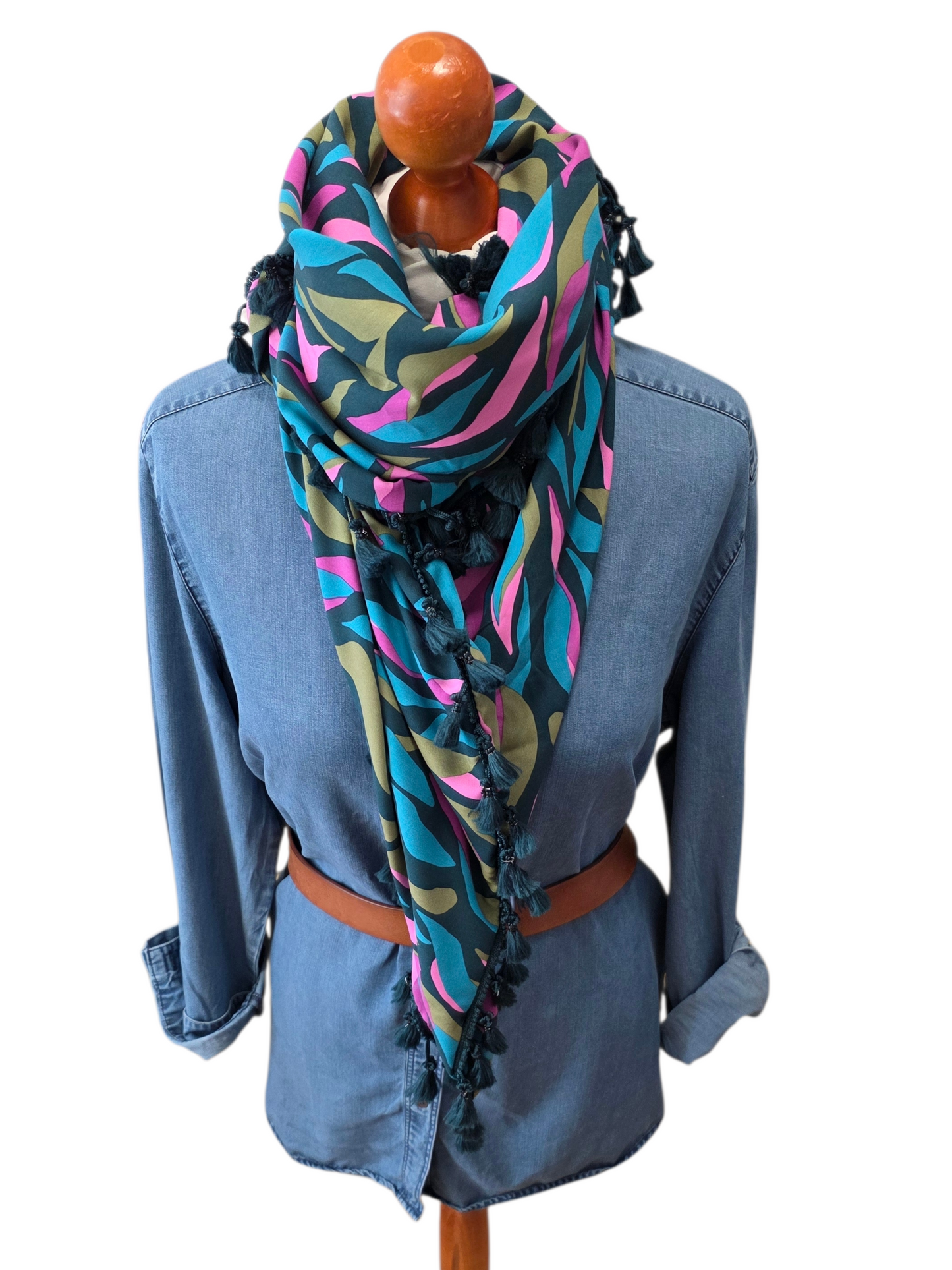 Dreieckstuch Damen Claire,  Schal Damen,  Olivgrün, Pink,  Türkis, Petrolgrün