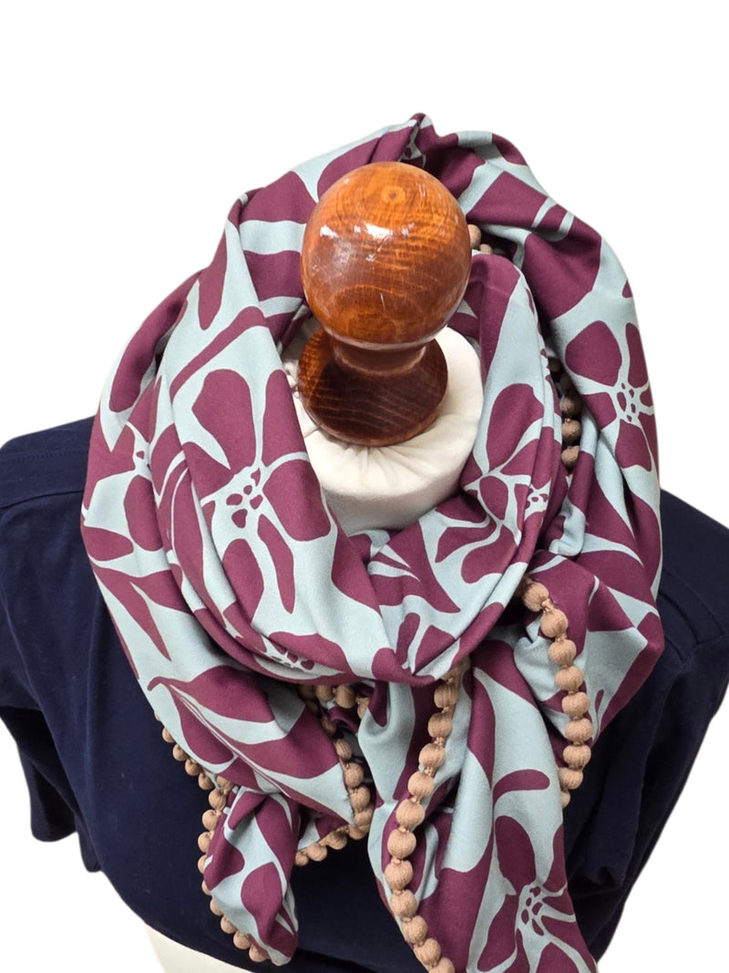Dreieckstuch Damen Ada, Schal Damen, Blumen, mint-salbei-aubergine