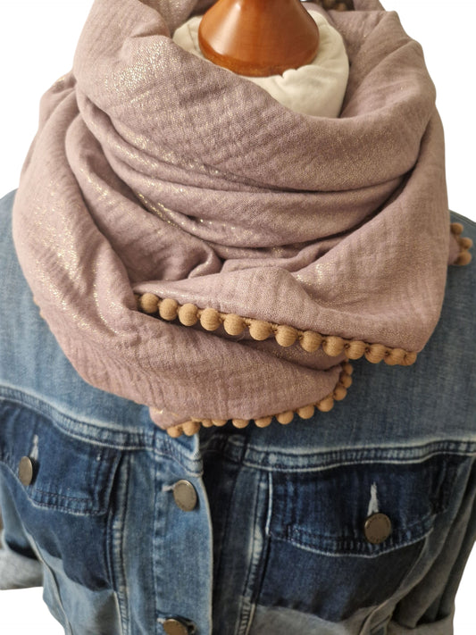 Dreieckstuch Damen Anais, Schal Damen,  Musselinschal,  mauve, glitzer