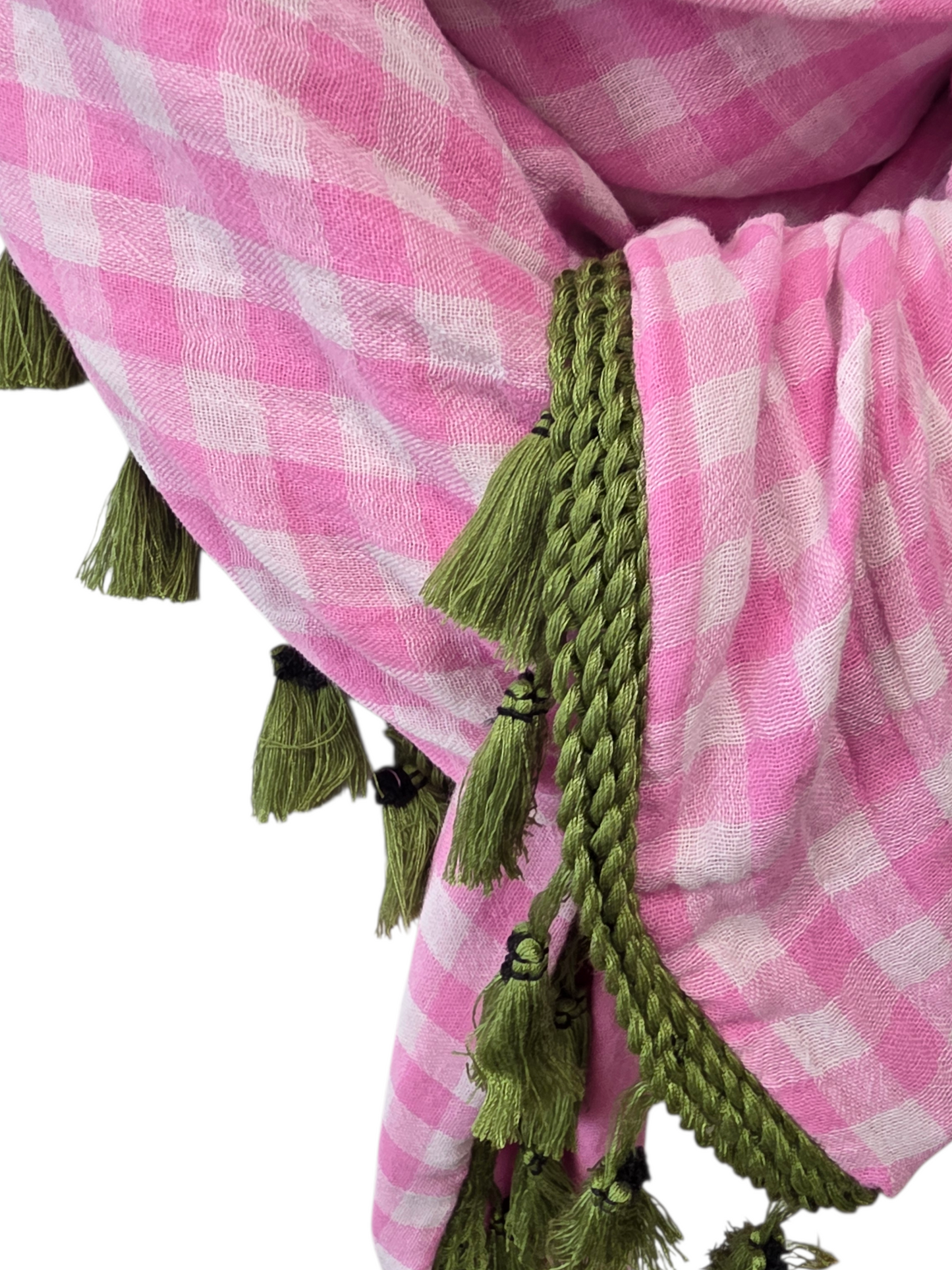 Dreieckstuch Damen Cassandra, Schal Damen, Musselischal, karo weiss-rosa