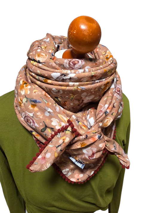 Dreieckstuch Damen Ceana, Schal Damen, Musselintuch, altrosa, blumen