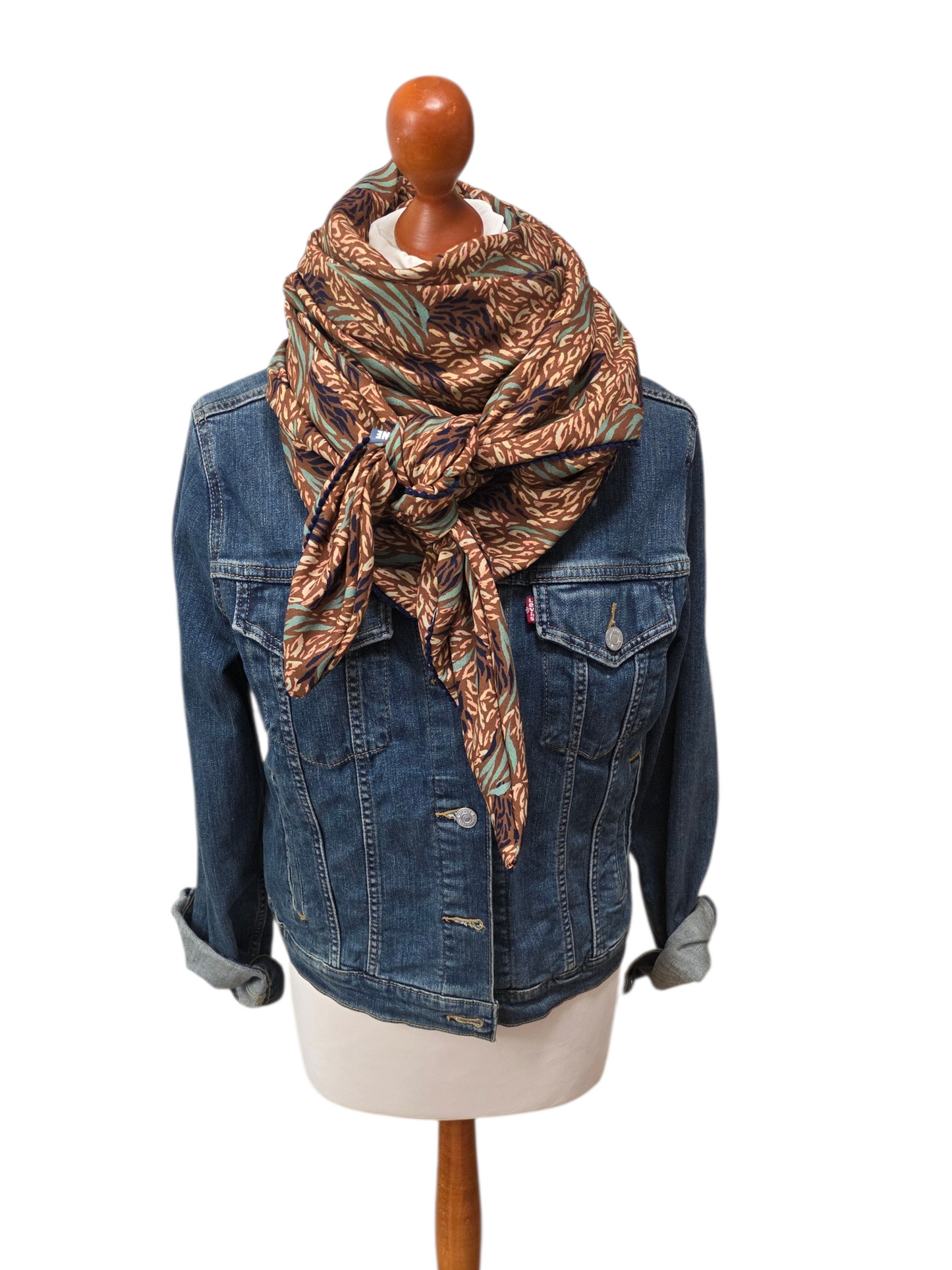 Dreieckstuch Damen Melina, Schal Damen,  braun, mint, peach, marineblau