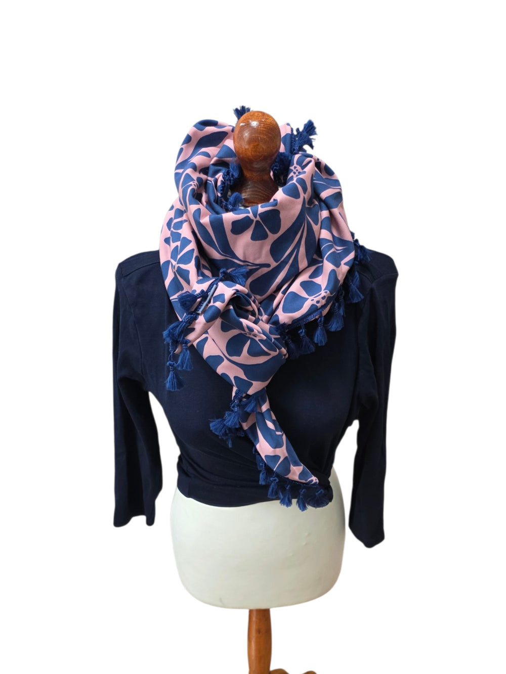 Dreieckstuch Damen Ariella, Schal Damen, Blumen, altrosa, blau