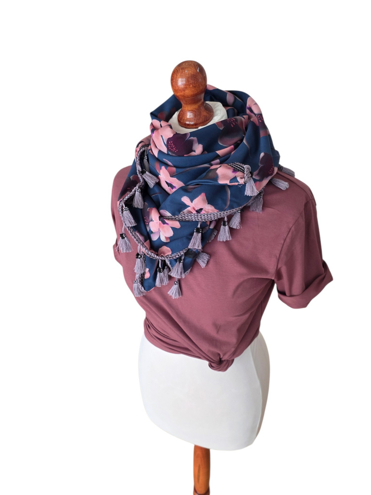 Dreieckstuch Damen Grazia, Schal Damen, Blumen, blau, rosa, lila