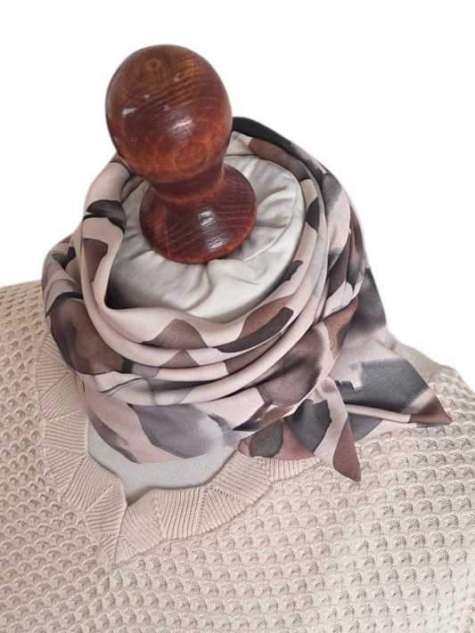 Dreieckstuch-Kleintuch Damen Fabia, Schal Damen, Blätter, beige, grau, braun