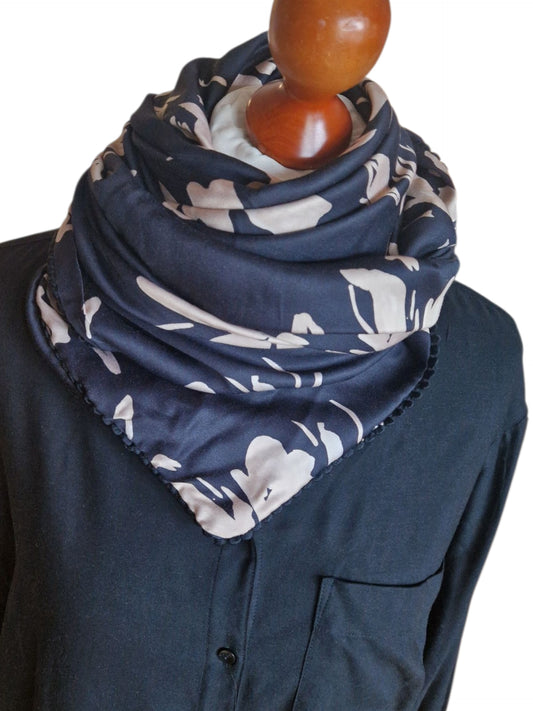 Dreieckstuch Damen Christelle, Schal Dame, Viskose-Satin,  Schwarz,  Beige,  Blumen