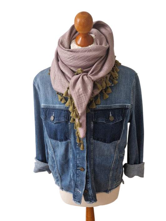 Dreieckstuch Damen Abelle, Schal Damen,  Musselinschal,  glitzer, mauve